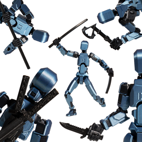 Robot jucarie cu articulatii R13, 16, 5cm, imprimat 3D, complet asamblat -Cobalt Albastru Metalizat [4]