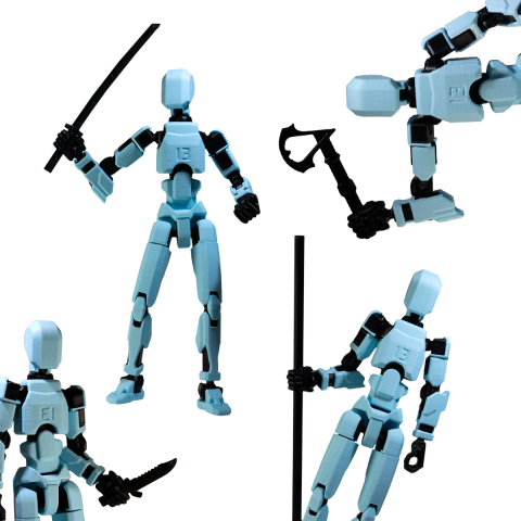 Robot jucarie cu articulatii R13, 16,5 cm, imprimat 3D, complet asamblat - albastru deschis [4]