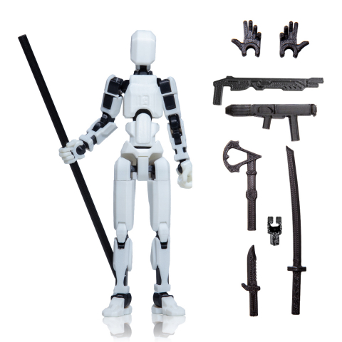 Robot R13 - Robot jucarie cu articulatii R13, 16,5cm, imprimat 3D, complet asamblat - alb