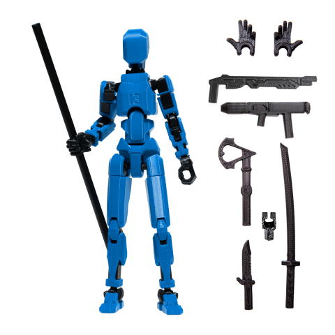 Robot R13 - Robot jucarie cu articulatii R13, 16,5cm, imprimat 3D, complet asamblat - albastru