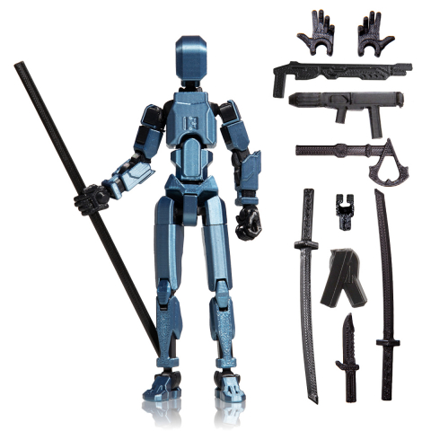 Robot R13 - Robot jucarie cu articulatii R13, 16, 5cm, imprimat 3D, complet asamblat -Cobalt Albastru Metalizat