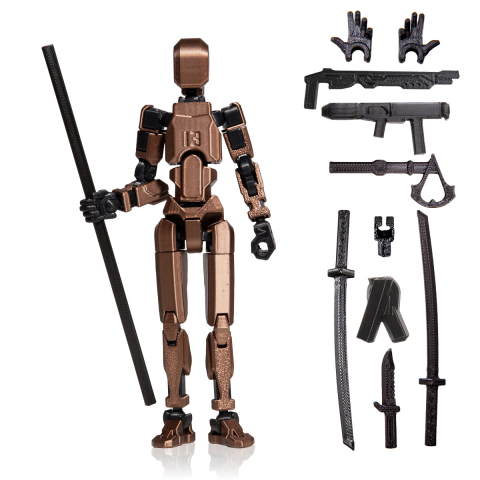 Robot R13 - Robot jucarie cu articulatii R13, mediu, 16, 5cm, imprimat 3D, complet asamblat - Cupru Metalizat