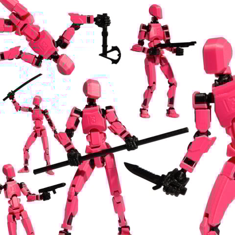 Robot jucarie cu articulatii R13, mediu, 16,5cm, imprimat 3D, complet asamblat - pink pop [4]