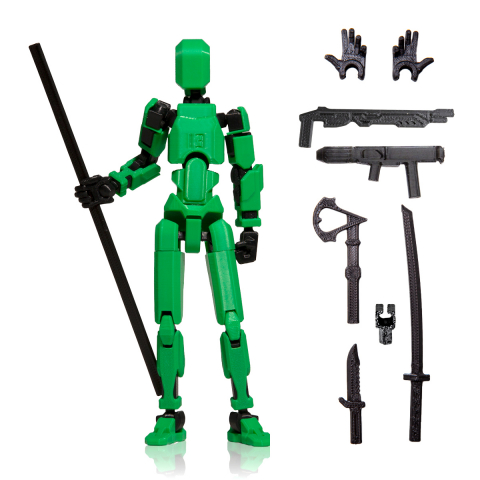 Robot R13 - Robot jucarie cu articulatii R13, mediu, 16,5cm, imprimat 3D, complet asamblat- verde