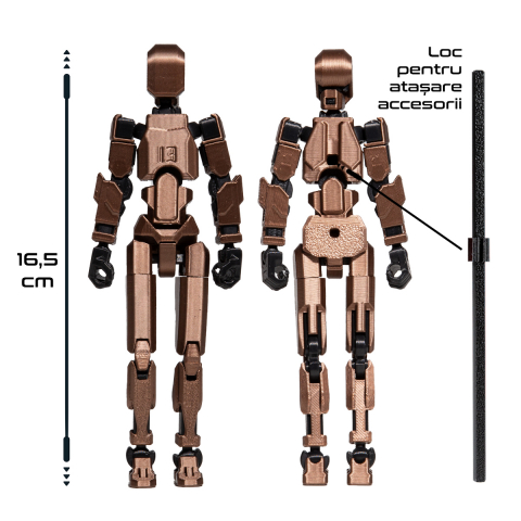 Robot jucarie cu articulatii R13, mediu, 16, 5cm, imprimat 3D, complet asamblat - Cupru Metalizat [3]