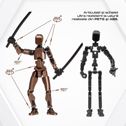 Robot jucarie cu articulatii R13, mediu, 16, 5cm, imprimat 3D, complet asamblat - Cupru Metalizat [2]