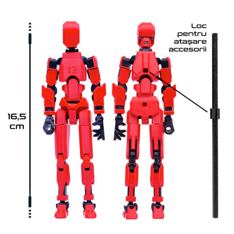 Robot jucarie cu articulatii R13, 16,5cm, imprimat 3D, complet asamblat - roșu [3]