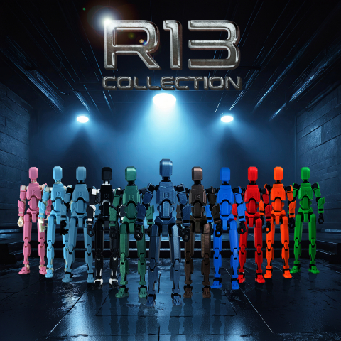 Robot jucarie cu articulatii R13, 16,5cm, imprimat 3D, complet asamblat - roșu [8]