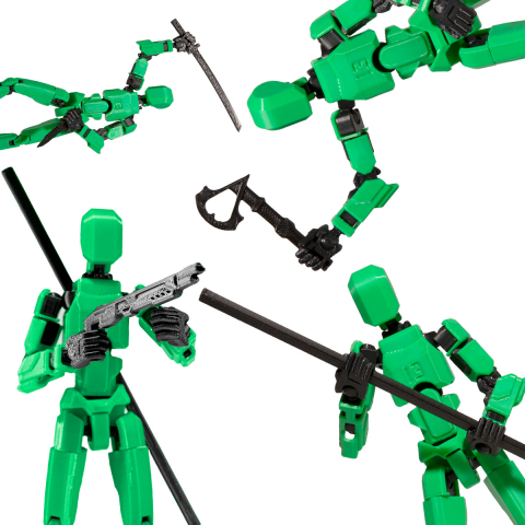 Robot jucarie cu articulatii R13, mediu, 16,5cm, imprimat 3D, complet asamblat- verde [5]