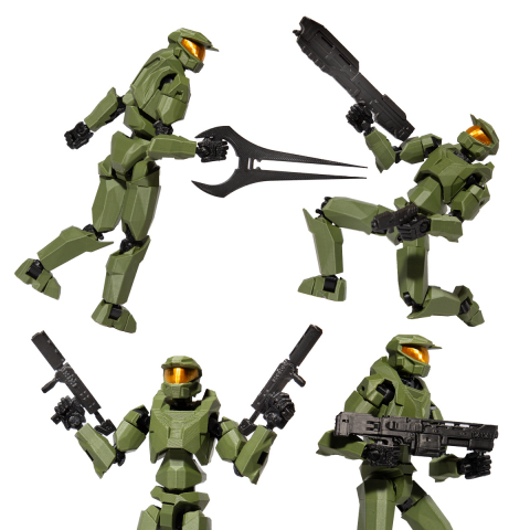 Robot figurina cu articulatii R13, 16,5 cm, imprimat 3D, tip Halo, verde inchis, complet asamblata [5]