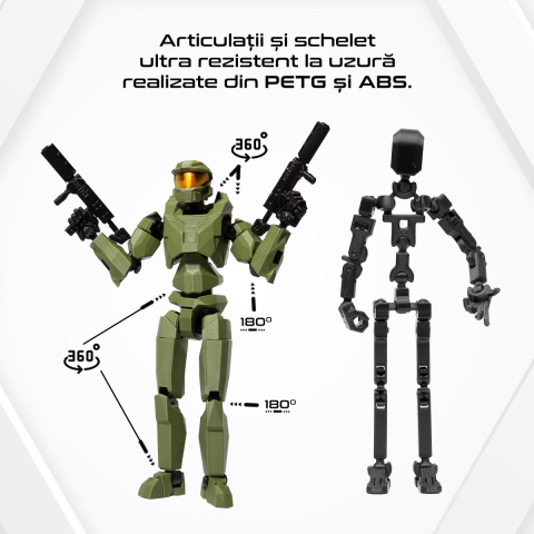 Robot figurina cu articulatii R13, 16,5 cm, imprimat 3D, tip Halo, verde inchis, complet asamblata [3]