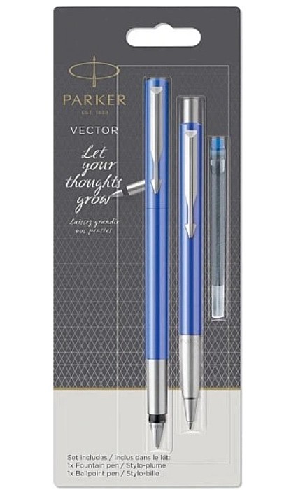 PARKER SET VECTOR STILOU + PIX + REZERVA STILOU, ALBASTRU, PENITA M 160287 [1]