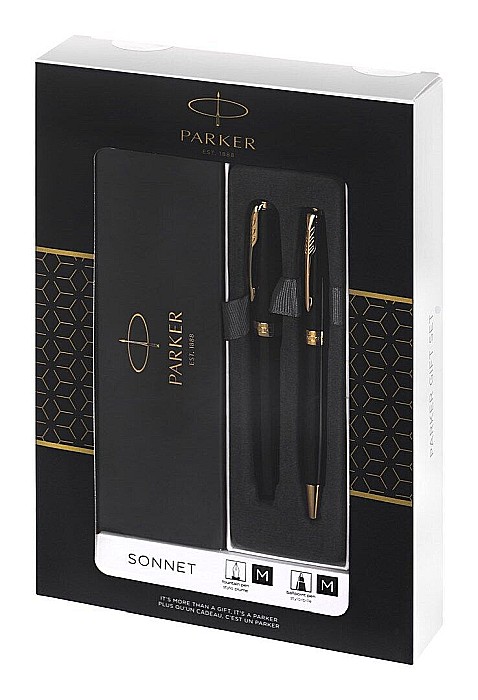 PARKER SET SONNET DUO STILOU + ROLLER GT, PENITA M, BLACK LACQUER AND GOLD 160394/2093371 [8]