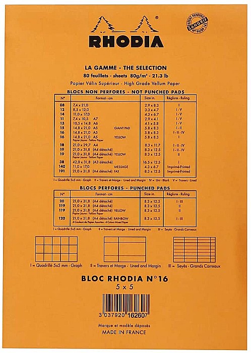 RH BLOC NOTES A5 80F  N16 AR FOI GALBENE ORANGE RHODIA 16260C [3]