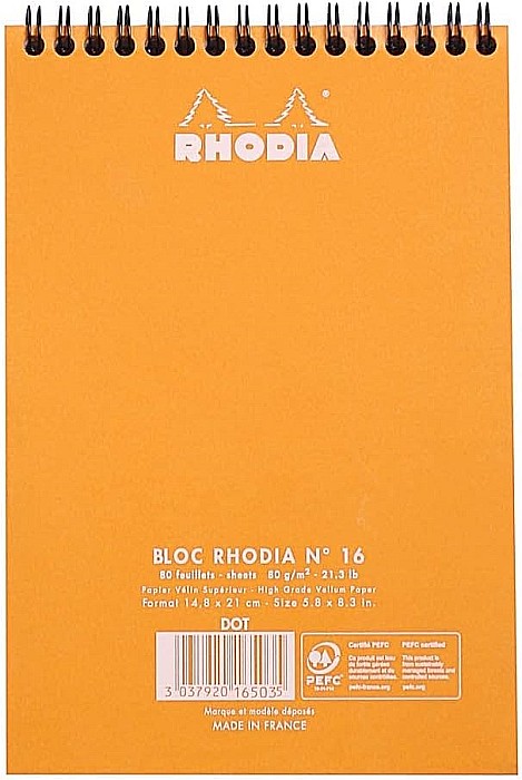 RH BLOC NOTES A5 SPIRA 80F DOTS ORANGE RHODIA 16503C [3]