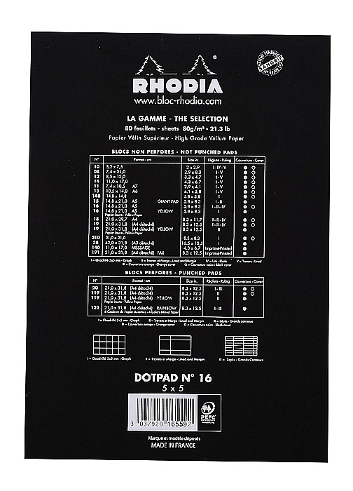 RH BLOC NOTES A5 80F N16 DOTS BLACK RHODIA 16559C [4]