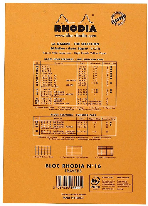 RH BLOC NOTES A5 80F N16 DR ORANGE RHODIA 16600C [3]