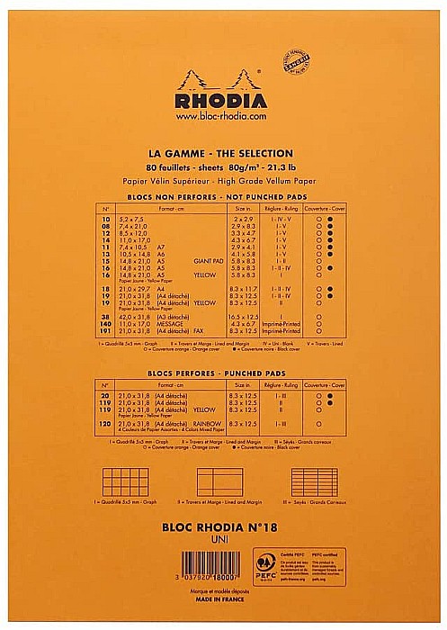 RH BLOC NOTES A4 80F N18 VELIN ORANGE RHODIA 18000C [3]