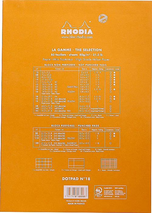 RH BLOC NOTES A4 80F N18 DOT PAD ORANGE RHODIA 18558C [3]