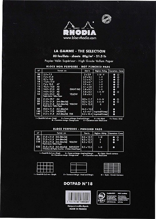 RH BLOC NOTES A4 80F N18 DOT PAD BLACK RHODIA 18559C [2]