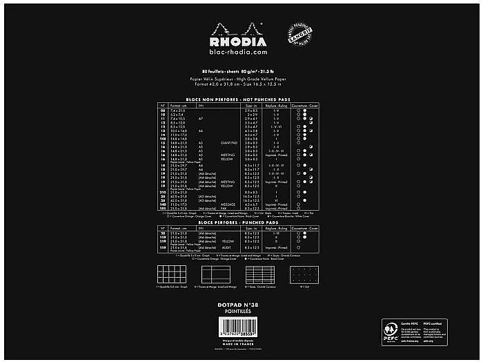 RH BLOC NOTES A3 80F N38 DOT PAD BLACK RHODIA 38559C [4]