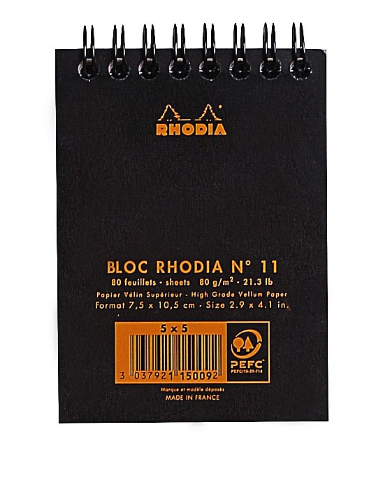 RH BLOC NOTES A7 SPIRA 80F AR BLACK RHODIA 115009C [3]