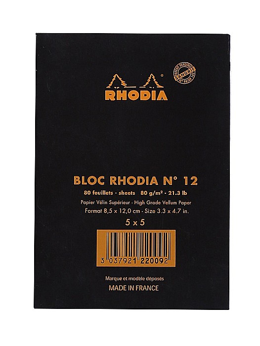 RH BLOC NOTES 8.5*12CM 80F N12 AR BLACK RHODIA 122009C [3]
