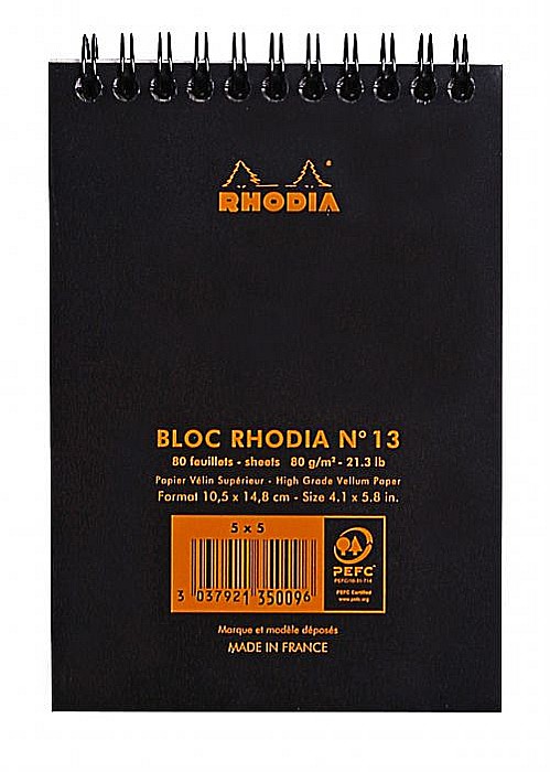 RH BLOC NOTES A6 SPIRA 80F AR BLACK RHODIA 135009C [3]