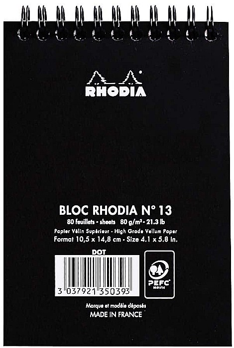 RH BLOC NOTES A6 SPIRA 80F DOT PAD BLACK RHODIA 135039C [3]