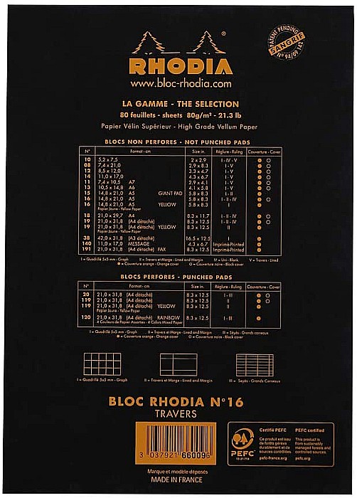 RH BLOC NOTES A5 80F N16 DR BLACK RHODIA 166009C [3]