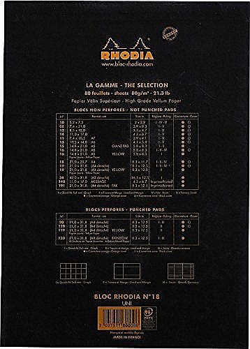 RH BLOC NOTES A4 80F N18 VELIN BLACK RHODIA 180009C [3]