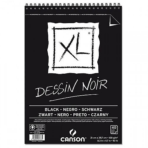 PR BLOC DESEN CANSON  NOIR XL A4 SPIRA 40F 150 GR/M2 400039086 [1]