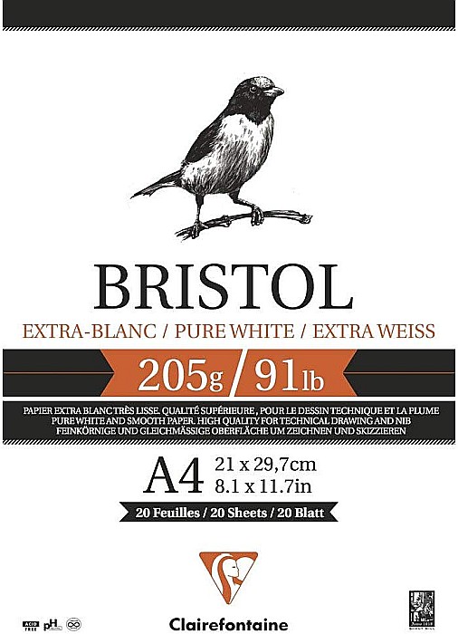 CF BLOC SCHITE BRISTOL A4 20F 205GR CLAIREFONTAINE 96173C [1]