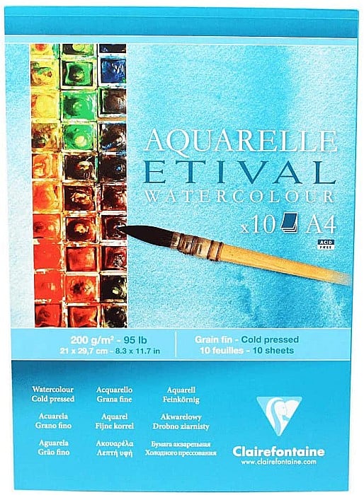 CF BLOC AQUARELLE ETIVAL A4 10F 200GR/m2 CLAIREFONTAINE 96302C [1]