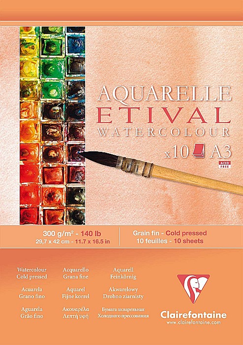 CF BLOC AQUARELLE ETIVAL A3 10F 300GR/m2 CLAIREFONTAINE 96306C [1]