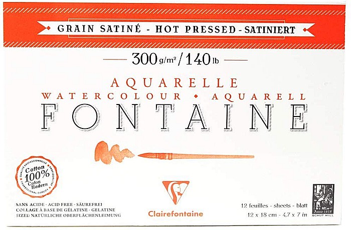 CF BLOC AQUARELLE CLAIREFONTAINE 12*18CM 12F BUMBAC 300GR/M2 96348C [1]