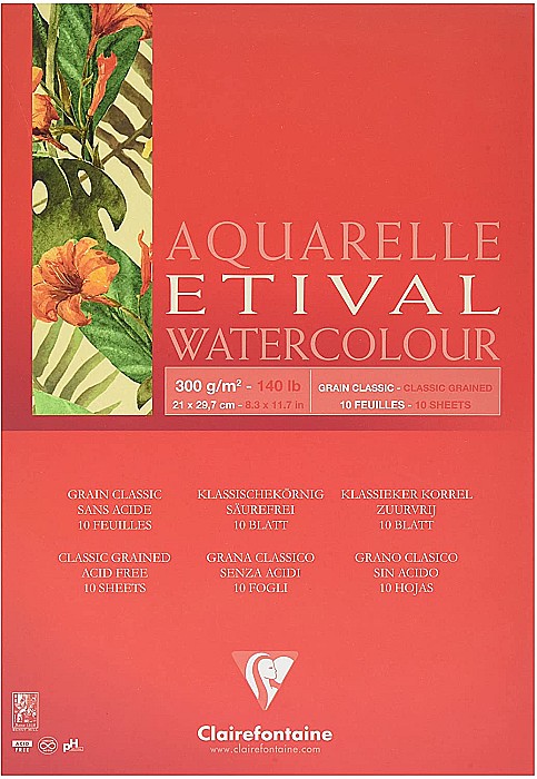 CF BLOC AQUARELLE ETIVAL A4 10F 300GR/m2 CLAIREFONTAINE 96391C [1]