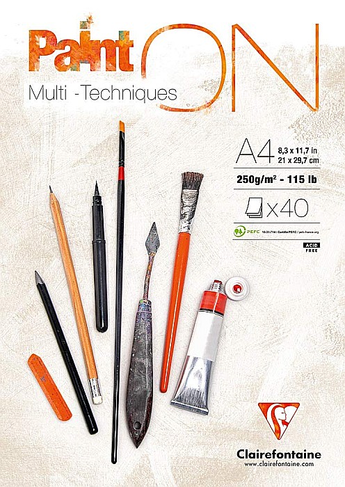 CF BLOC DESEN A4 PAINT'ON 40F 250GR/m2 CLAIREFONTAINE MULTI-TECHNIQUE 96537C [1]