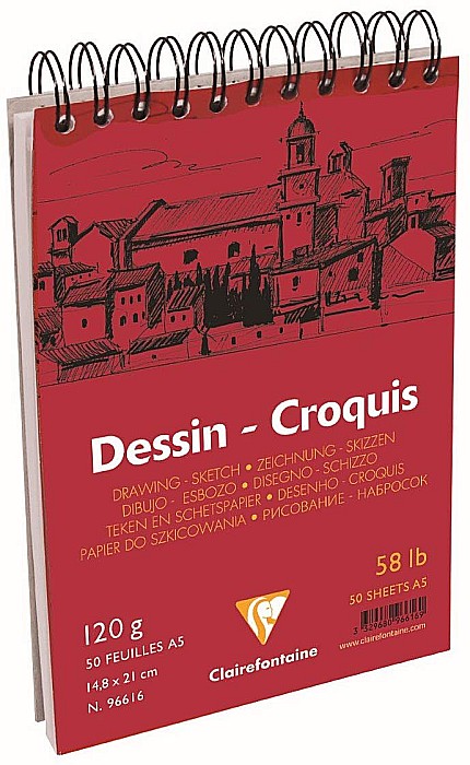 CF BLOC DESEN A5 50F 125GR SPIRA CLAIREFONTAINE DESSIN CROQUIS 96616C [2]