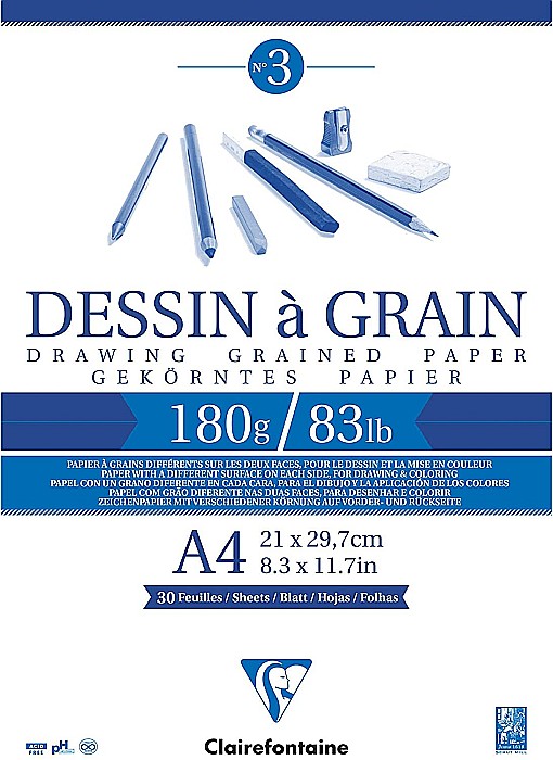 CF BLOC DESEN A4 30F 180GR/m2 CLAIREFONTAINE DESSIN A GRAIN 96624C [1]