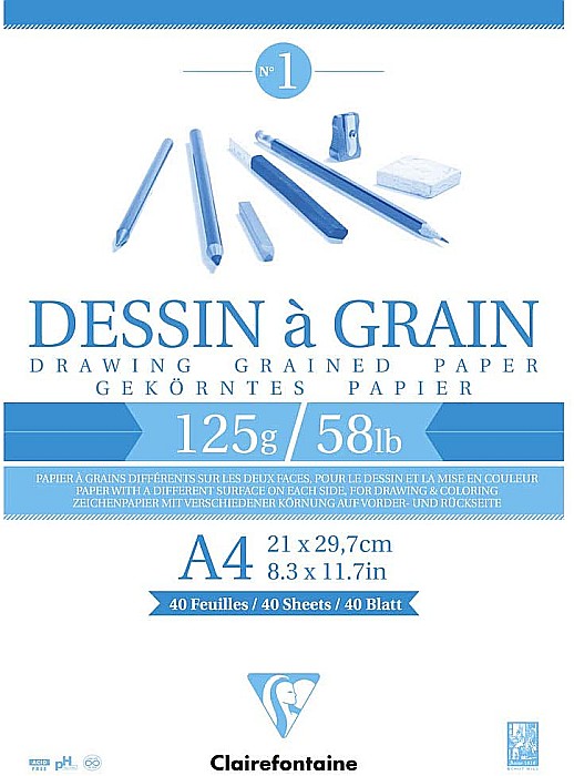 CF BLOC DESEN A4 40F 125GR/m2 CLAIREFONTAINE DESSIN A GRAIN 96684C [1]