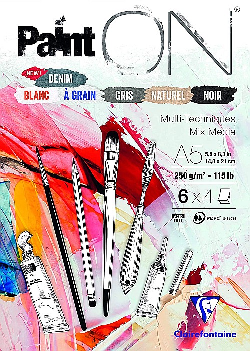 CF BLOC DESEN A5 PAINT'ON 24F 250GR DENIM CLAIREFONTAINE MULTI-TECHNIQUE 975409C [1]