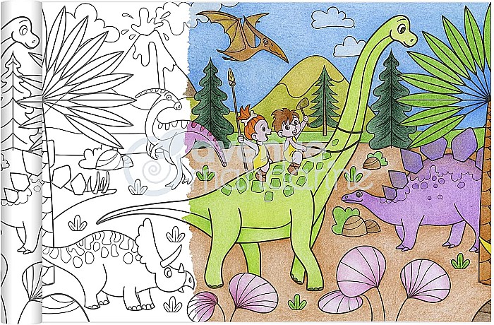 CF ROLA HARTIE DE COLORAT 0.35*5M 90GR DINOZAURI AVENUE MANDARINE GY126C [2]