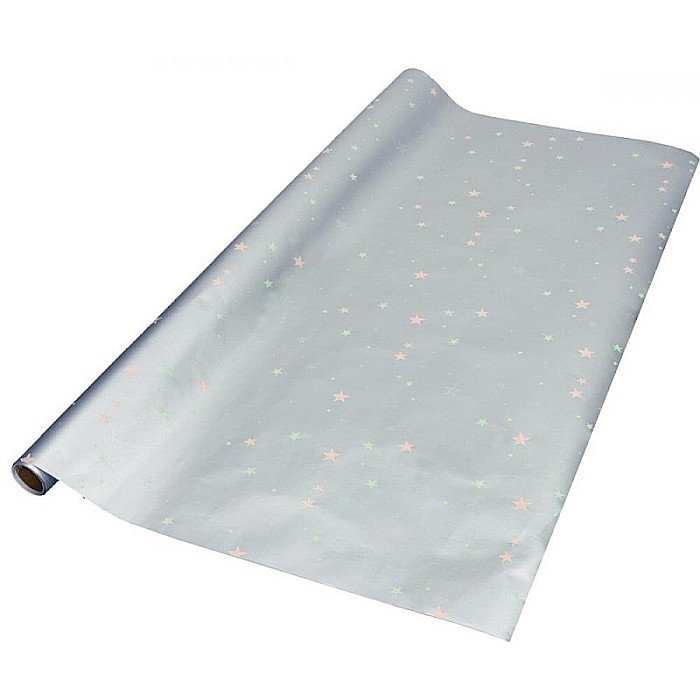 EU HARTIE AMBALAJ CRACIUN 200*70 CM ARGINTIU CU STELUTE 76096 [1]