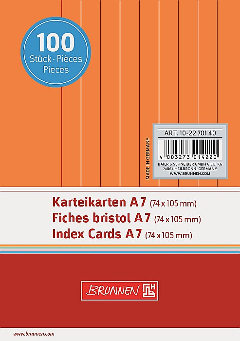 BR INDEX CARD A7 100/SET ORANGE DR 2270140 [1]