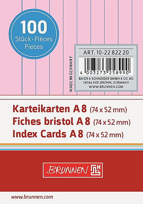 BR INDEX CARD A8 100/SET ROSU DR 2282220 [1]