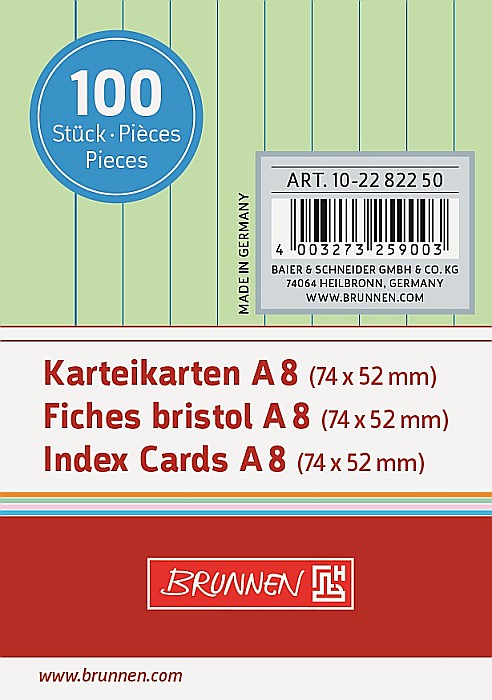 BR INDEX CARD A8 100/SET VERDE DR 2282250 [1]