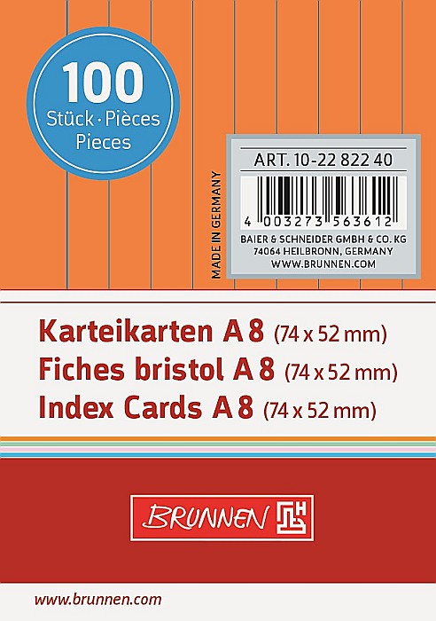 BR INDEX CARD A8 100/SET ORANGE DR 2282240 [1]
