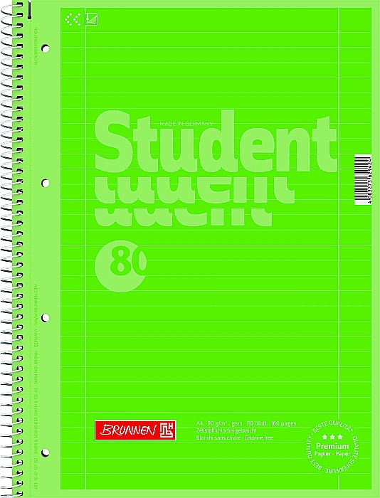 BR CAIET A4 80F SPIRA SI PERFORATII  VERDE KIWI COLOR CODE LINII 67927152 [1]