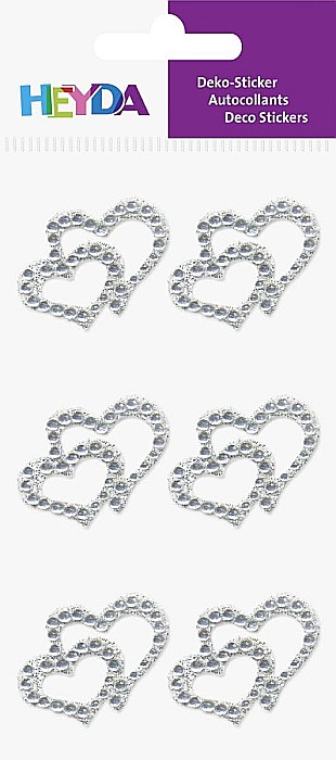 KP STICKER DECOR 7.5*16.5CM 2 INIMI CU STRASURI SI PERLE TRANSPARENTE 6 PCS 3782910 [2]